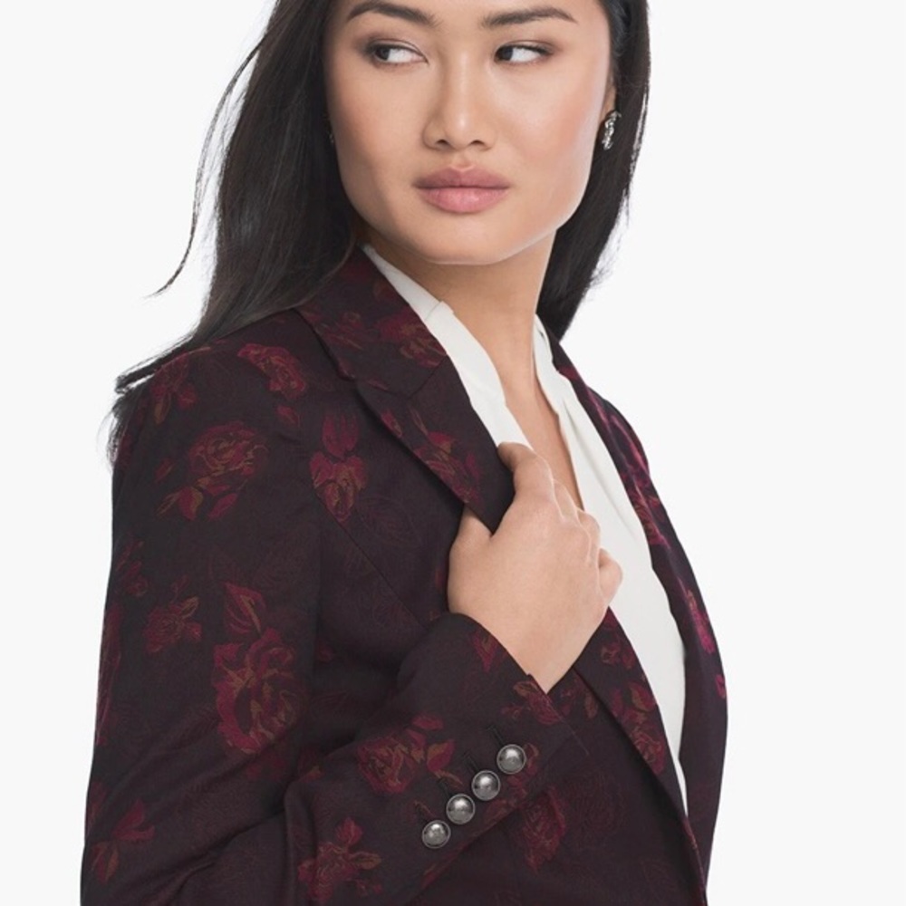 WHBM rose print jacquard skirt suit - Picture 2 of 16